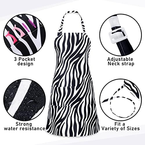 3 Pieces Leopard Zebra Print Cosmetology Aprons Waitress