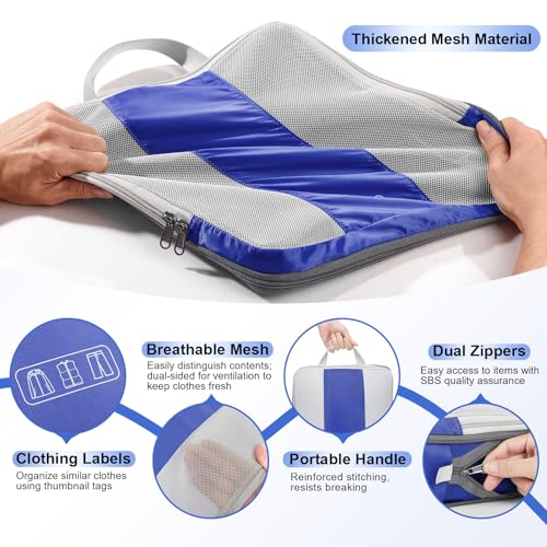 Image of 10 Set Compression Packing Cubes for Travel Essentials,Compressible Expandable Packing Cubes for Suitcase,OlarHike Luggage Organizer Bags for Travel,Handy Helper for Organizing Clothes(Klein Blue)
