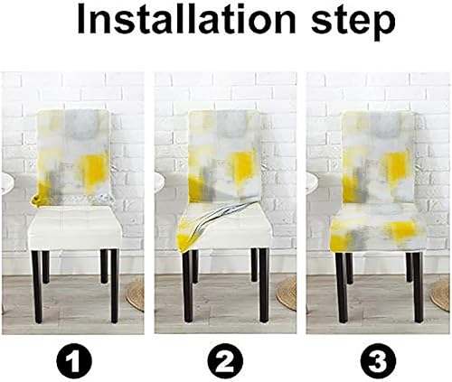 Miniatura 5 de CAPSCEOLL Juego de 4 fundas para sillas de comedor amarillas y grises Foros para Sillas de Comedor, fundas decorativas para sillas de comedor,
