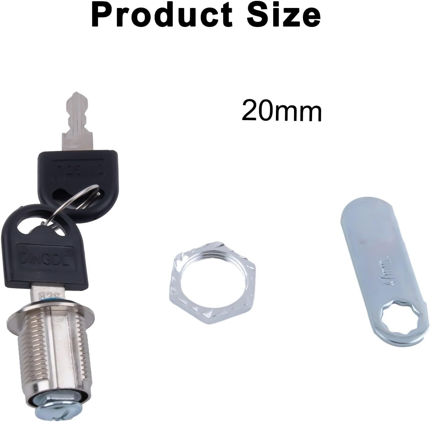 Cam Lock 16mm 20mm 25mm 30mm Zinc oy Security Lock for Drawer Cabinet Mailbox Furniture Locker with 2 Keys Silver Finish(20mm)