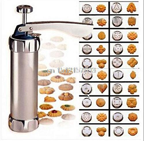 Lilianos Biscuit Cookie Making Maker Pump Press Machine Cake Decor + 20 Moulds 4 Nozzles/Cooking Tools