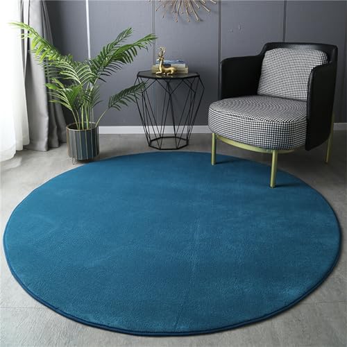 Morbuy Rond Tapis de Salon Poils Ras, Tapis de Couloir Confortable Chambre Tapis Antidérapant, Moderne Grand Tapis pour Coucher Bureau Hôtel Décor (bleu...