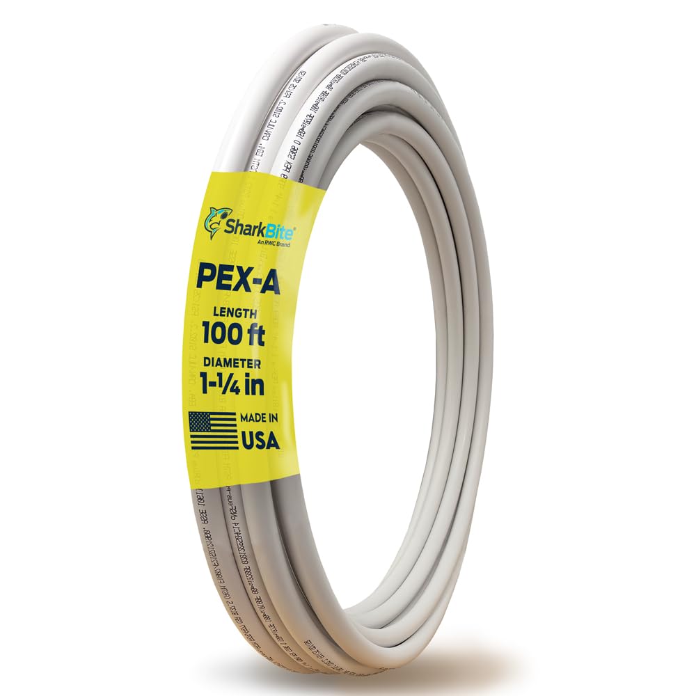 SharkBite 1-1/4 Inch x 100 Feet White PEX-A, Made in the USA, Flexible Water Pipe Tubing for Plumbing, UA85W100