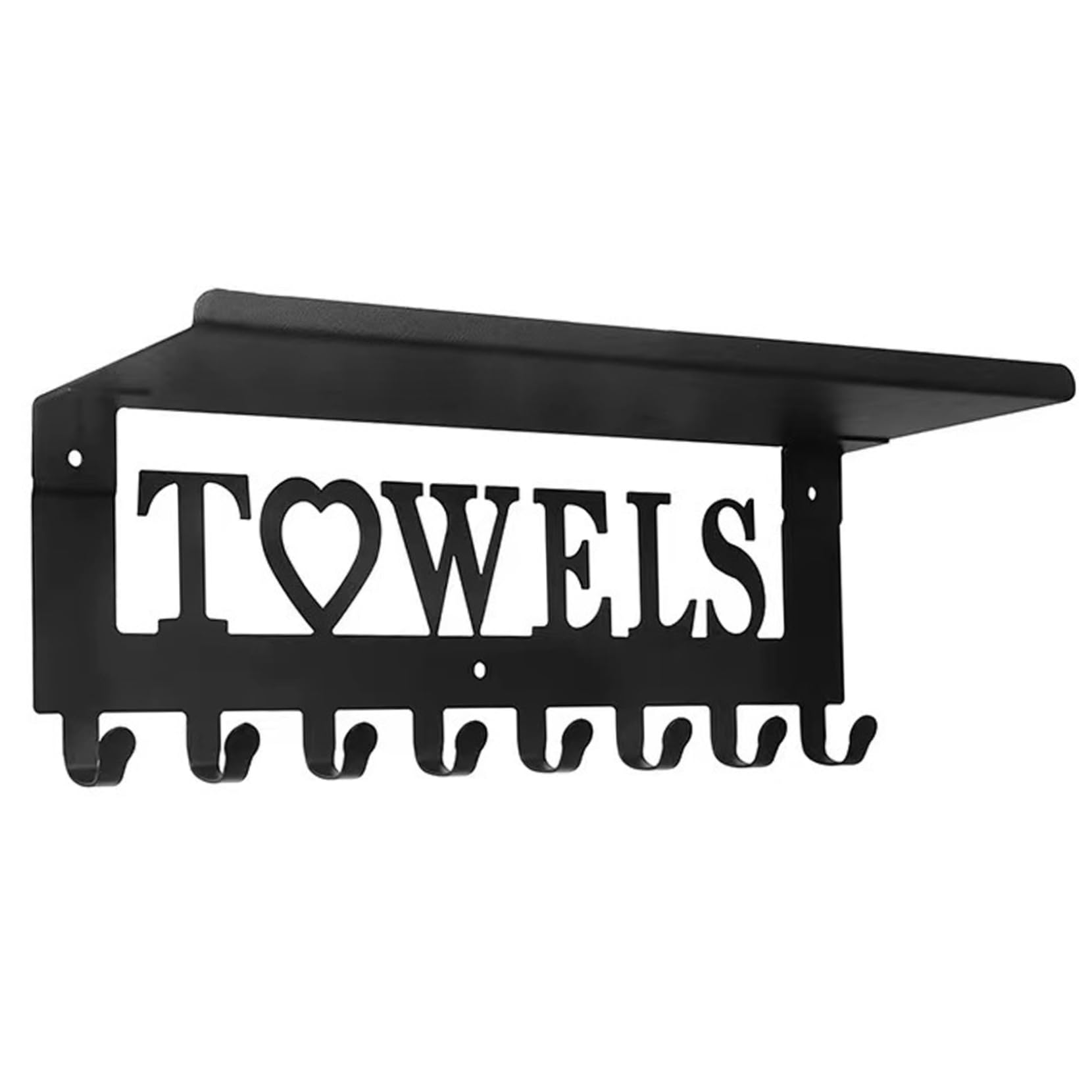 Towel Racks for Bathroom, Wall Mounted Towel Holder with 8 Hooks ＆ Shelf, Rustproof Metal Towel Shelf, Over the Door Hooks for Pool, Hot Tub, Bedroom, Kithcen Pool Towel Holder Hot Tub Towel Rack To