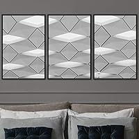 3 Piece Framed Canvas Wall Art Abstract Cool Line Canvas Prints Home Artwork Decoration for Living Room,Bedroom - 16