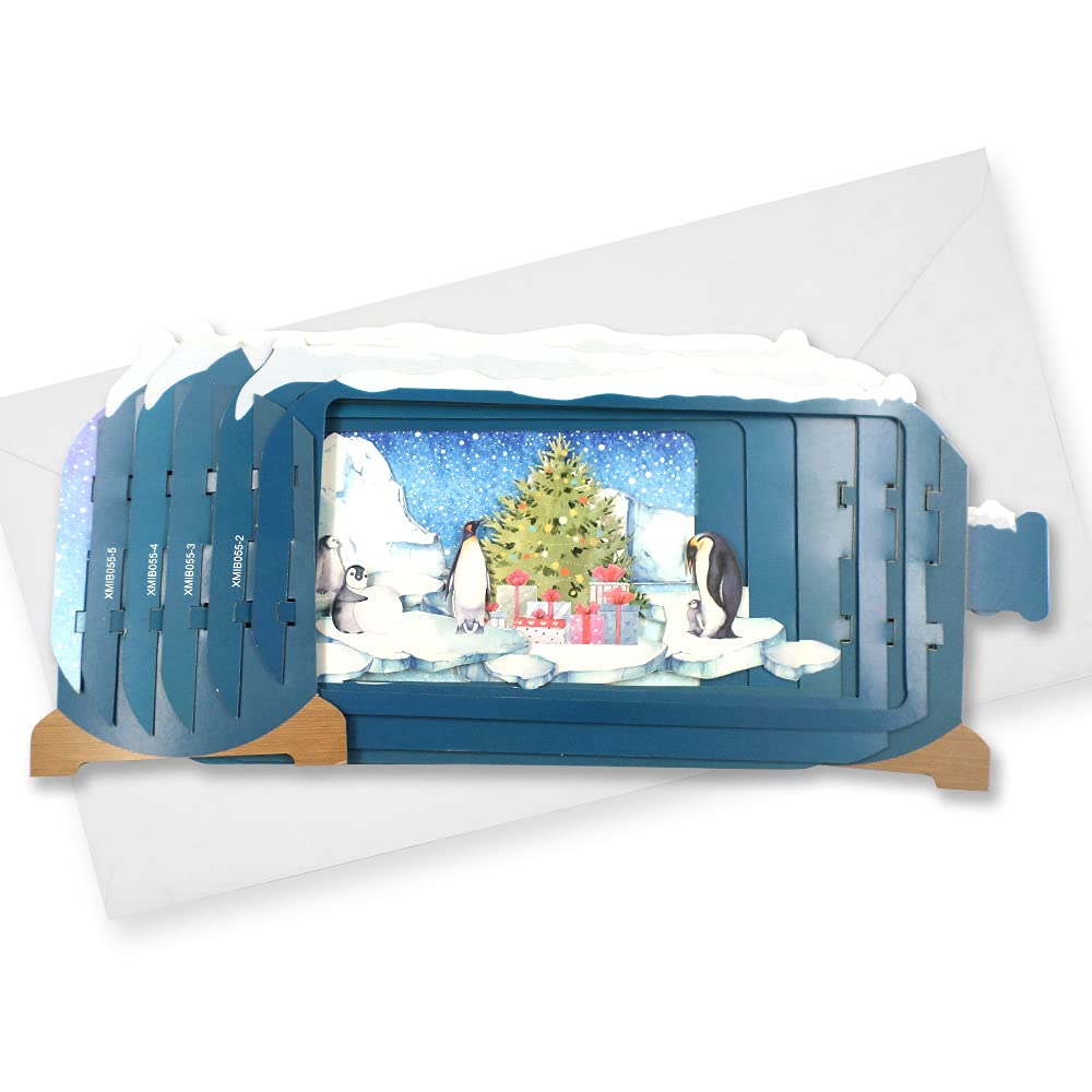 Message In A Bottle Xmas North Pole Pop Up Christmas Greeting Card Alljoy Cards XMIB055, grey, 24cm x 15cm - Image 3