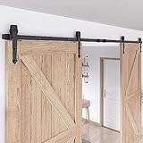 HomeDeco Hardware Black Arrow Design Indoor Wall Rustic Sliding Wood Barn Door Hardware Flat Tracks Set for Double Doors (15FT Double Doors Kit)