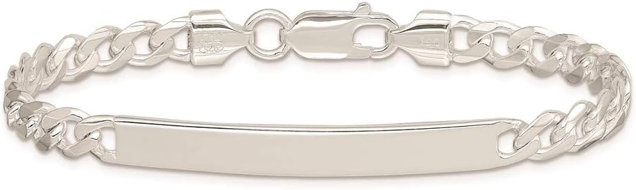 Solid Engravable Personalized Custom 925 Sterling Silver Curb ID Bracelet For Men or Women Length 8 inches Width 5 mm