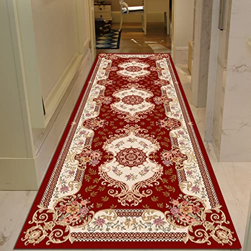 Alfombra de pasillo estrecha tradicional roja antideslizante de 450cm 4
