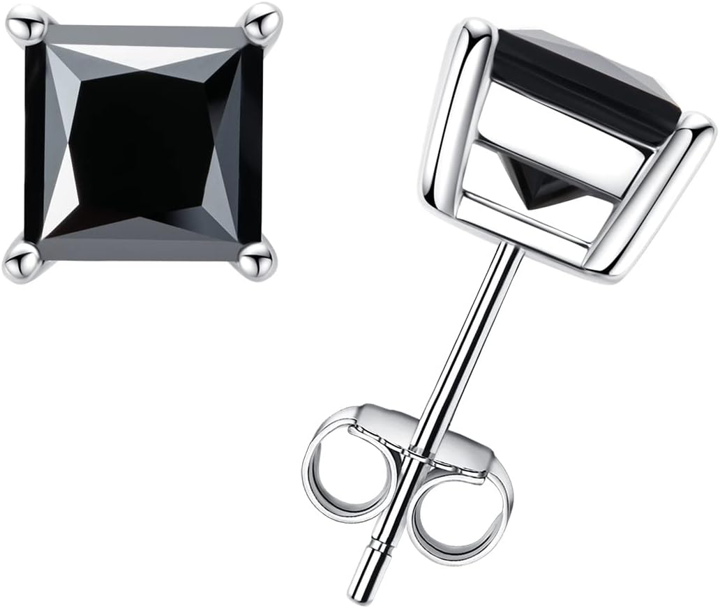 AnuClub 1.2-4cttw 10K Post Princess Cut Moissanite Stud Earrings for Women, D Color VVS1 925 Sterling Silver Earrings