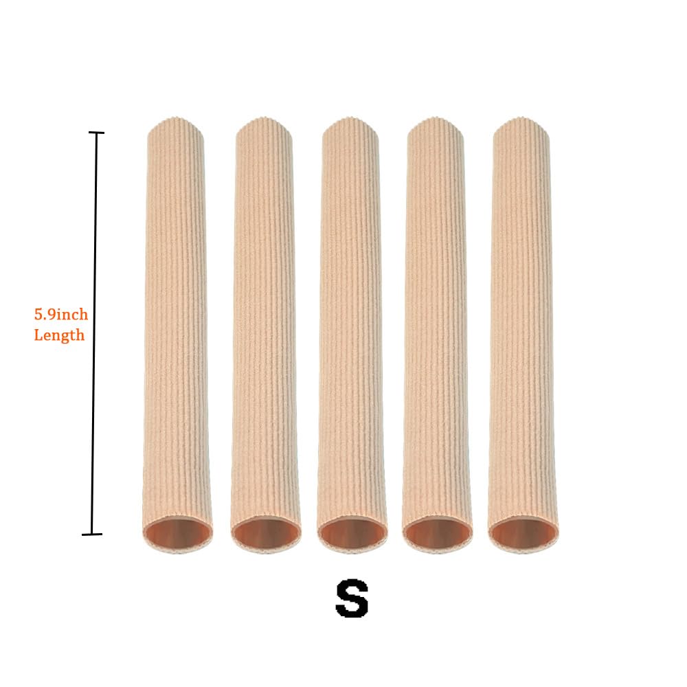 Lot de 5 tubes à découper pour orteils en tissu élastique doublé de gel de silicone pour soulager la pression des orteils, le maïs et les callosités