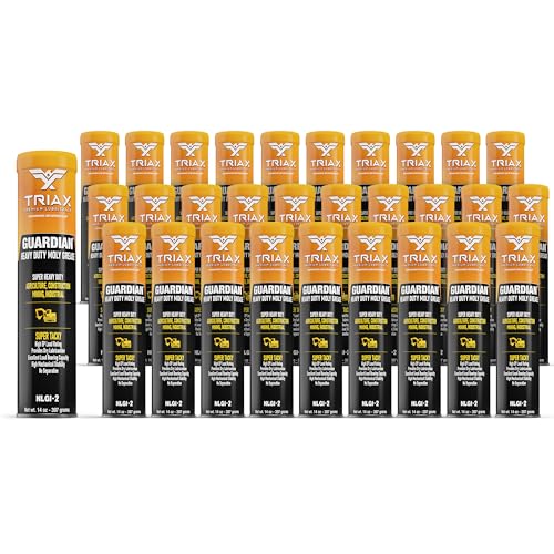 TRIAX Guardian Heavy Duty Grease with Moly, True Multi Purpose, Wheel Bearings, Shock Loaded Components, Extremely Tacky, Zero Separation (30 Pack - 14 Ounce Tubes)