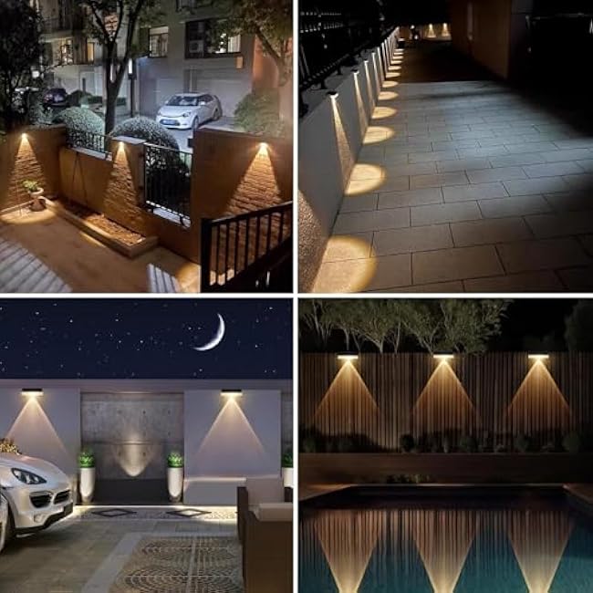 Solar Fence Lights Outdoor, 16 Pack Fence Light Solar Powered, Deck Lights Waterproof Led for Garden, Backyard, Patio, Pathway, Railing, Pool, Stairs, Step, Warm White