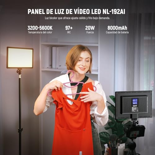 NEEWER 192LED Luz de Video 20W DSLR Cámara Bicolor Ultra Delgada Regulable Panel de Iluminación con 8000mAh Batería Litio Incorporada 3200-5600K CRI97+ para Fotografía Live Streaming Videoconferencia - imagen 2