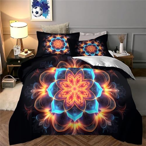 Housse de couette 3D imprimé mandala floral abstrait numérique léger 3 pièces