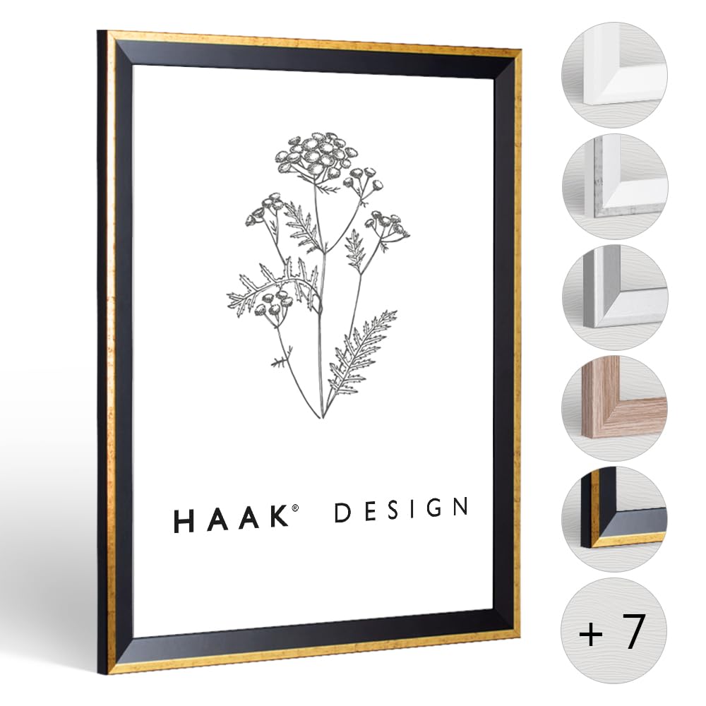 Haak Bilderrahmen schmal RICO Glanz Edition 60 X 80 cm Schwarz Gold glänzend Rahmen Elegant