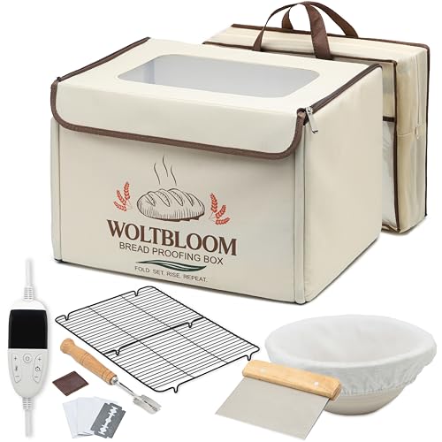 Pizza Dough Proofing Box Bread Proofing Box Foldable Pizza Bread Proofer Yogurt Maker with Sourdough Making Kit - 9 Inch Proofer Basket, Lame, Scraper, Metal Rack - Temperature 68-131℉ 99 H Timer image 2