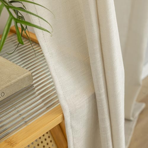 VOILYBIRD Natürliche Leinenstruktur Vorhänge mit Ösen Leinen Gardinen für Fenster Wohnzimmer (Beige, HxB 245x140 cm, 2 Stück) – Ansicht 5