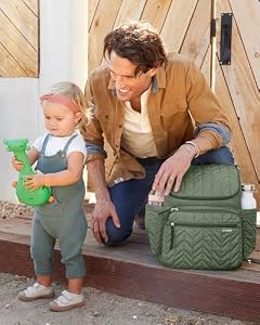 Skip Hop Diaper Bag Backpack: Forma, Multi-Function Baby Travel Bag with Changing Pad & Stroller Attachment, Sage — photo 5 of 6