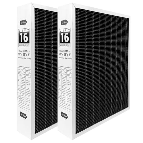 2 Pack6675 20x25x5 MERV 16 Air Filter Compatible with Lennox HCC20-28 and Lennox 6675 Healthy Climate Carbon Clean MERV 16 Furnace Filter for HVAC System Part Number HCF20-16&HCF20-10