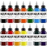 DLDN01 Encre de couleur, encre de tatouage, 14 couleurs, encre de couleur super brillante, encre pour tatouages à motifs colorés (30 ml)