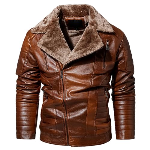 Chaqueta de cuero sintético para hombre, motociclista miniatura 3