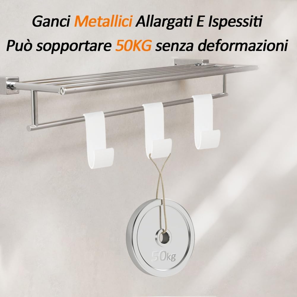 4 Pezzi Ganci per Termoarredo Bagno in ABS, Antiruggine Impermeabile, Senza Foratura, Regolabili Antiscivolo per Accappatoi, Asciugamani e Oggetti Leggeri