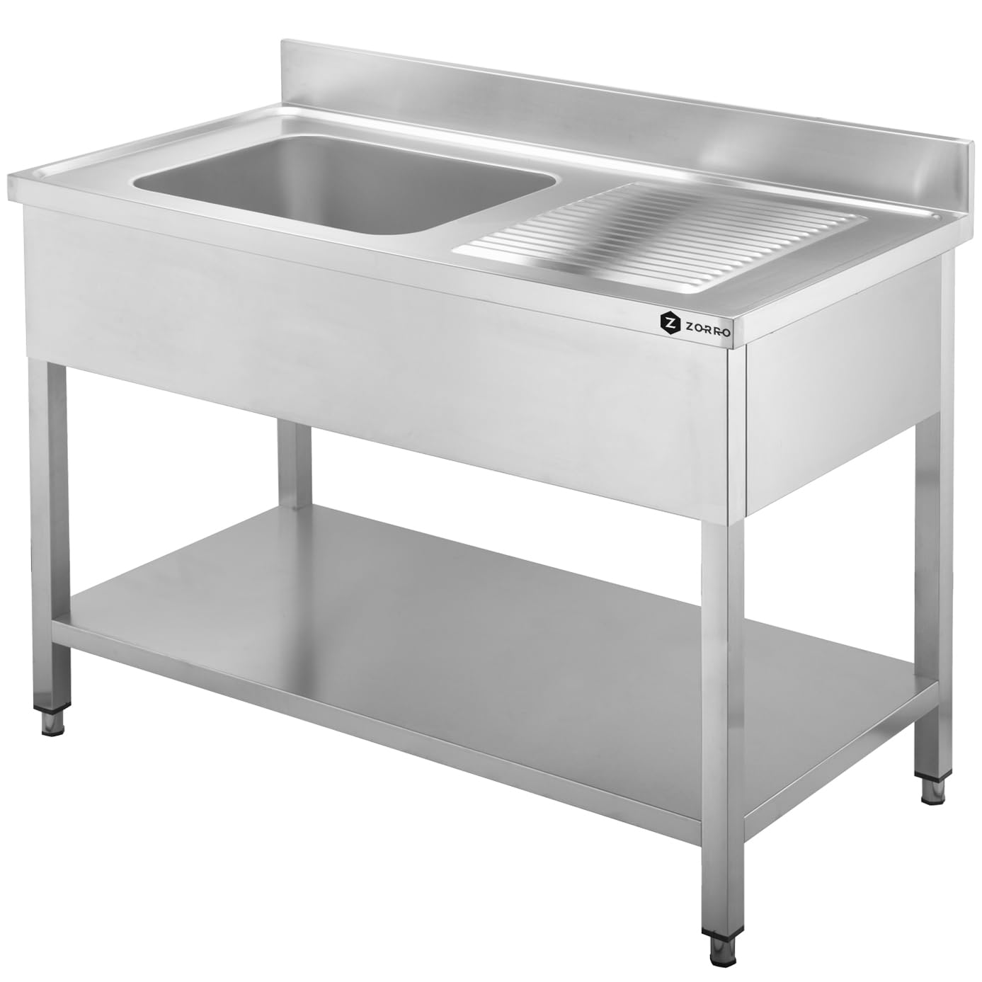 ZORRO Spültisch ZST 100/60/L | Edelstahl Spülschrank 1000x600x950 mm | Becken links, Abtropffläche rechts | Für Gastronomie, Küche & Imbiss