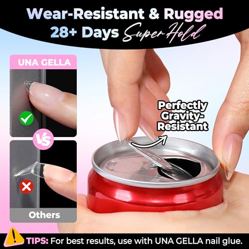 Image of UNA GELLA Short Almond Gel Nail Tips 15 Sizes 300PCS Pre-Etched Soft Gel Clear Nail Tips Easy DIY Salon Short Almond Press On Nails Snug Fit Acrylic Fake Tips Extensions Long-Lasting Hold