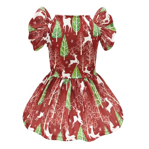 Image of CuteBone Frilly Dog Dress Princess Puppy Christmas Dresses with Ruffled Sleeves Cat Clothes Outfit for Small Dogs Girl Pet Apparel