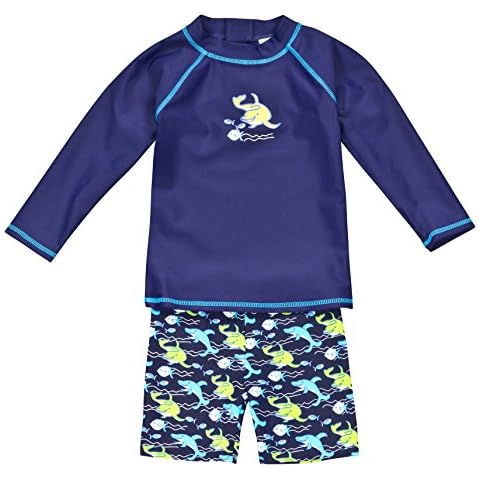 Landora - Conjunto de 2 piezas para bebé, de manga larga, con protección UV 50+ y certificación Oeko-Tex 100, color turquesa azul marino 98 sm1104 sm Cover