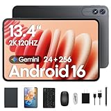 2026 Upgraded 13.4 inch Android 16 Tablet with Keyboard Bundle, Large 13 inch Tablet with 2K 120Hz IPS Display, 24GB RAM + 256GB ROM, 2.2Ghz Octa-Core,10000mAh Battery, Tablet with Pen & Mouse