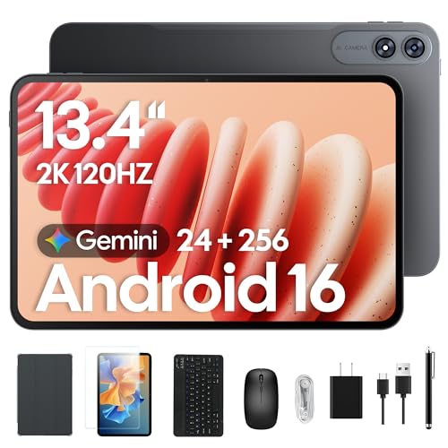 Tabwee TABWEE 13.4 Inch Android 16 Tablet with Keyboard, 2K 120Hz, 24GB RAM, 256GB