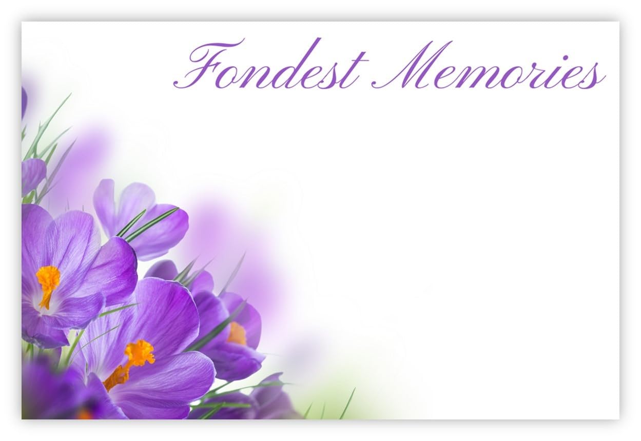 celloexpress Fondest Memories (Crocus) Flower Message Cards - 60mm x 90mm - Bereavement Florist Card Sympathy Condolences Notes (Pack of 100) โ image 1