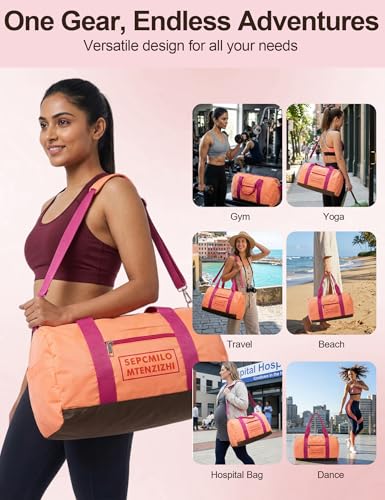 Image of Venzina Unisex Large Capacity Gym and Travel Backpack, Multi-Compartment Sports Duffle Bag with Organized Storage, Multi-Way Carry Yoga Crossbody Bag for Fitness, Workout, Hiking, Daily Use- Pink