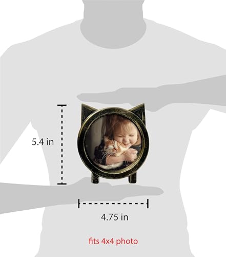 Miniatura 4 de Isaac Jacobs Marco redondo de resina de 4 x 4 con orejas, mesa de fotos y exhibición de pared, exhibición colgante y decoración del hogar (negro con