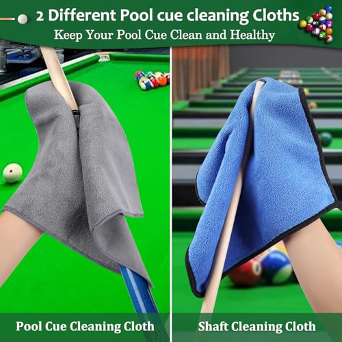 Pool Table Brush Set, 14pcs Billiard Table Felt and Cue Cleaning Accessories with 2 Wooden Brushes, Cue Cleaning Cloth, Ferrule Polish Cloth, Shaft Wax, Towel Burnisher and Sticky Lint Roller - Image 4