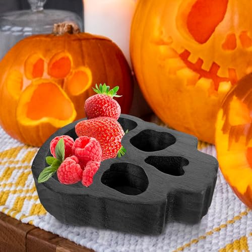 Cuenco de calavera de madera Toyvian para servir dulces sin ensuciar 7