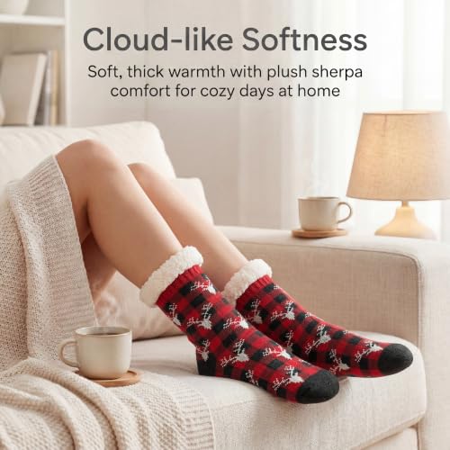 Image of The Metluks Women's Fuzzy Slipper Socks with Non-slip Grippers, Sherpa Lined Warm Cozy Gift Socks