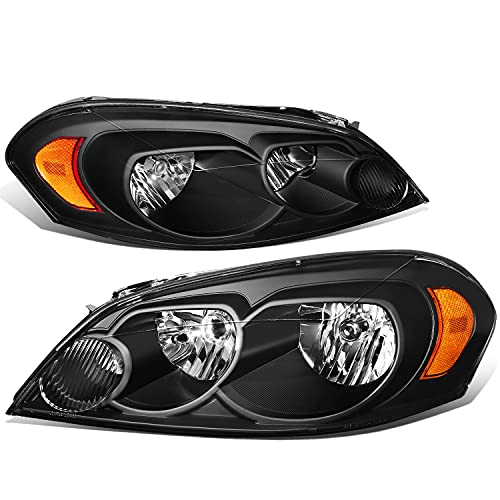 DNA MOTORING HL-OH-CI06-BK-AM Black Amber Headlights Compatible with 06-13 Impala