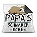 Kuschel-Kissen inkl. Füllung mit Spruch für Papa - Papas Schnarch-Ecke - Bestes Vatertagsgeschenk / Geschenk-Idee Vatertag Geburtstag / Für Väter - Farbkissen Rückseite Schwarz