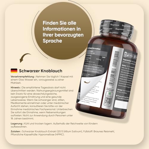 Schwarzer Knoblauch 100:1-15000mg pro Kapsel - Mit Allicin & S-Allylcystein - 180 vegane Kapseln - 6 Monate Vorrat - Für Erwachsene - Von WeightWorld – Bild 5