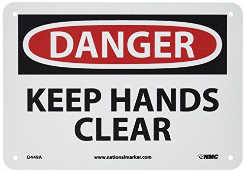 Panneau OSHA Danger Keep Hands Clear NMC D449A plaque aluminium sécurité machine