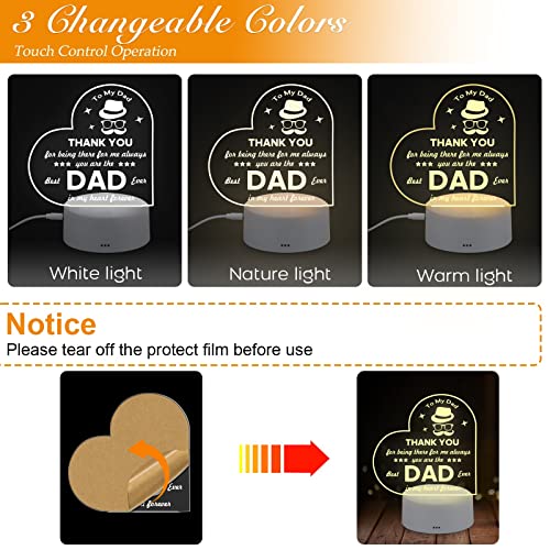 Dad Gifts From Daughter Son For Fathers Day, Men Gifts For Birthday, Christmas, Valentines Day, Engraved Acrylic Night Light For Dad's Gift #TOP1