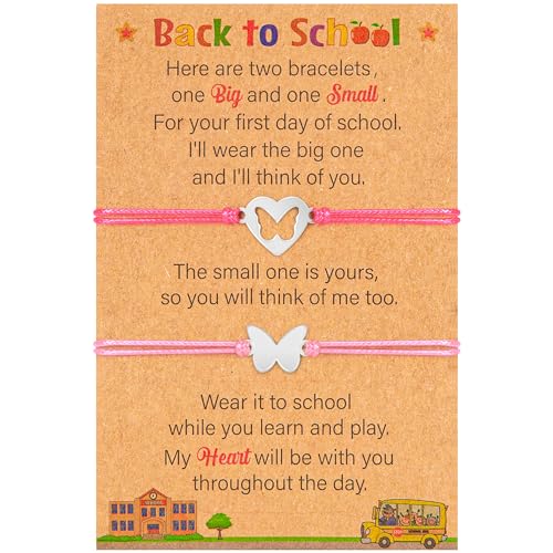 Image of EOBOH Back to School Supplies, Back to School Bracelet Mommy and Me, Prek Matching Wish Bracelets Set, Adjustable Bracelet for Boys Girls Gifts Stuff Bulk