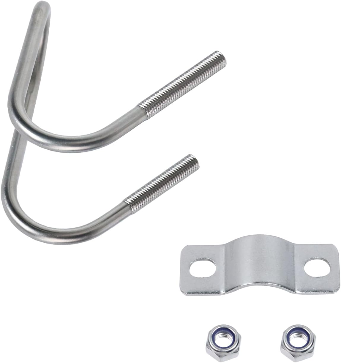 4 Pcs Cross Pipe Clamp Stainless Steel U-Shape Double Pipe Clamp Cable Pipes Connector Clamps Tube Holder Clip for Garden Plant Nursery, M8 Thread