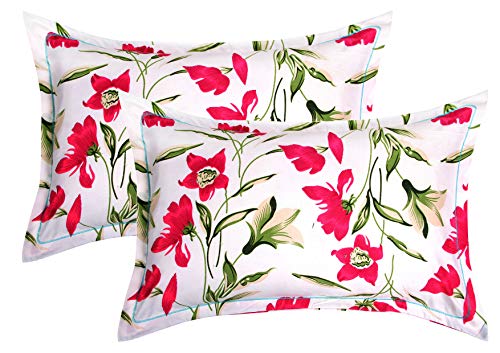 Image of BSB HOME Double Bedsheets Combo Pack of 2-144 TC Soft Brushed Microfiber - Set of 2 bedsheets with 4 Pillow Cover - Breathable & Wrinkle Free - 6 Pcs Set | Pink White and Purple