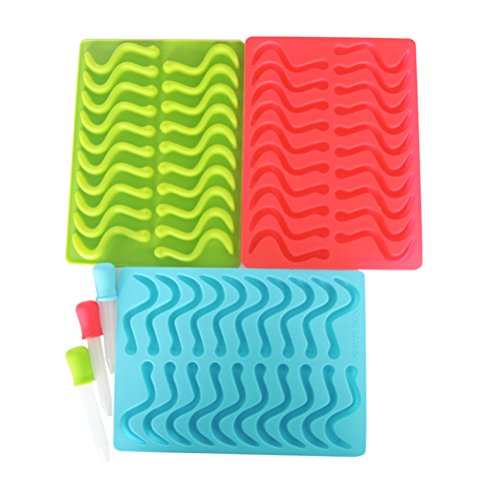 TOYANDONA Molde de silicone de minhoca com conta-gotas, molde antiaderente, ferramenta de assar para
