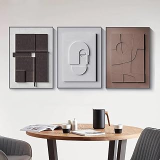 BULUXE Wall Art Set of 3 Japandi Geometric Canvas Wall Decor, 3D Abstrac...