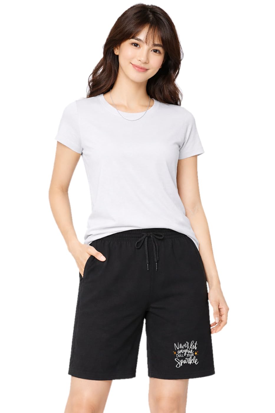 buy that trendz Womens One Side Pockets Never Let Anyone Printed Casual Knee Length Short-picture-33